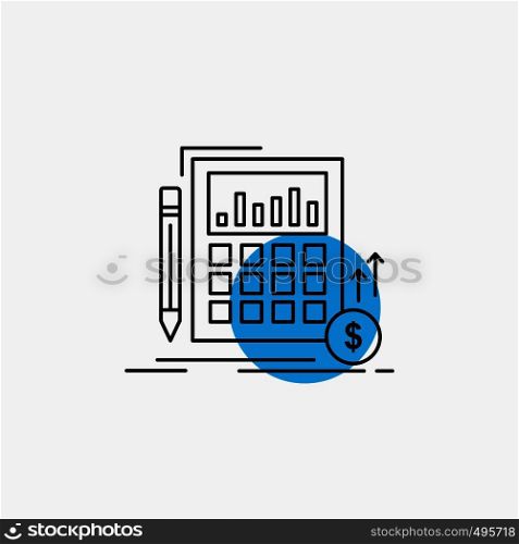 Calculation, data, financial, investment, market Line Icon. Vector EPS10 Abstract Template background