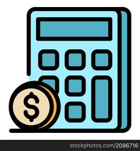 Calculation of money icon. Outline calculation of money vector icon color flat isolated. Calculation of money icon color outline vector