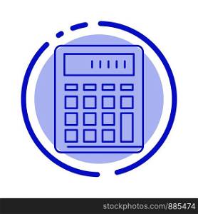 Calculator, Accounting, Business, Calculate, Financial, Math Blue Dotted Line Line Icon
