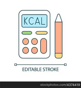 Calculator and pencil RGB color icon. Office and school supplies. Budget planning. Financial management. Isolated vector illustration. Simple filled line drawing. Editable stroke. Arial font used. Calculator and pencil RGB color icon