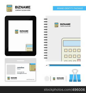 Calculator Business Logo, Tab App, Diary PVC Employee Card and USB Brand Stationary Package Design Vector Template