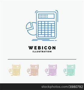 calculator, calculation, math, progress, graph 5 Color Line Web Icon Template isolated on white. Vector illustration