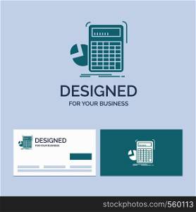 calculator, calculation, math, progress, graph Business Logo Glyph Icon Symbol for your business. Turquoise Business Cards with Brand logo template.. Vector EPS10 Abstract Template background