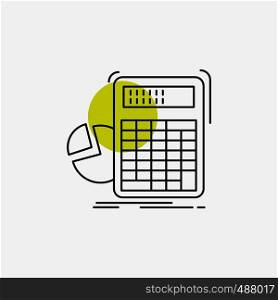 calculator, calculation, math, progress, graph Line Icon. Vector EPS10 Abstract Template background