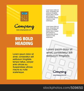 Calculator Company Brochure Title Page Design. Company profile, annual report, presentations, leaflet Vector Background