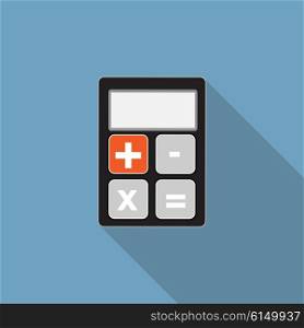 Calculator Flat Icon with Long Shadow, Vector Illustration Eps10