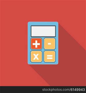 Calculator Flat Icon with Long Shadow, Vector Illustration Eps10