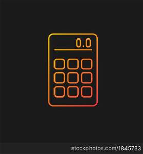 Calculator gradient vector icon for dark theme. Math operations. Portable electronic device. Hand-held tool for school. Thin line color symbol. Modern style pictogram. Vector isolated outline drawing. Calculator gradient vector icon for dark theme