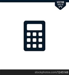calculator icon collection in glyph style, solid color vector