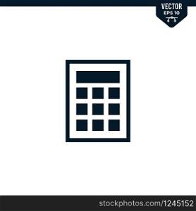 calculator icon collection in glyph style, solid color vector