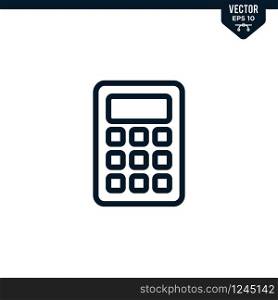 calculator icon collection in outlined or line art style, editable stroke vector