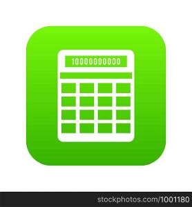 Calculator icon digital green for any design isolated on white vector illustration. Calculator icon digital green