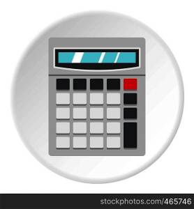 Calculator icon in flat circle isolated on white background vector illustration for web. Calculator icon circle