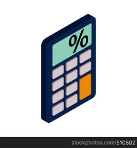 Calculator icon in isometric 3d style on a white background. Calculator icon, isometric 3d style