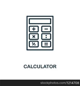 Calculator icon. Monochrome style design from measurement collection. UX and UI. Pixel perfect calculator icon. For web design, apps, software, printing usage.. Calculator icon. Monochrome style design from measurement icon collection. UI and UX. Pixel perfect calculator icon. For web design, apps, software, print usage.