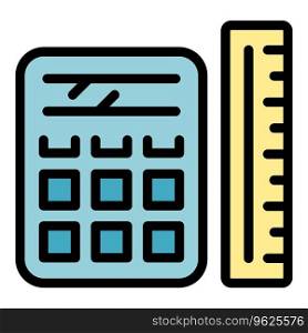 Calculator icon outline vector. Plotter print. Format office color flat. Calculator icon vector flat