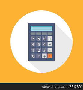 Calculator icon with mathematical symbols multiplication division plus minus construction flat design long shadow style