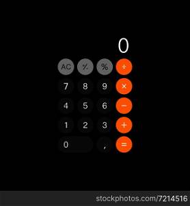 Calculator illustration isolated on black background. Vector