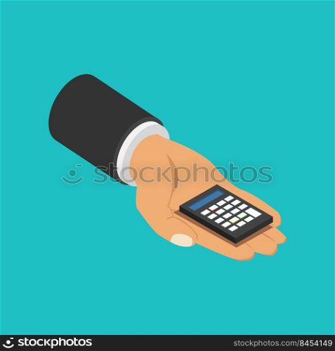 Calculator in isometric hand