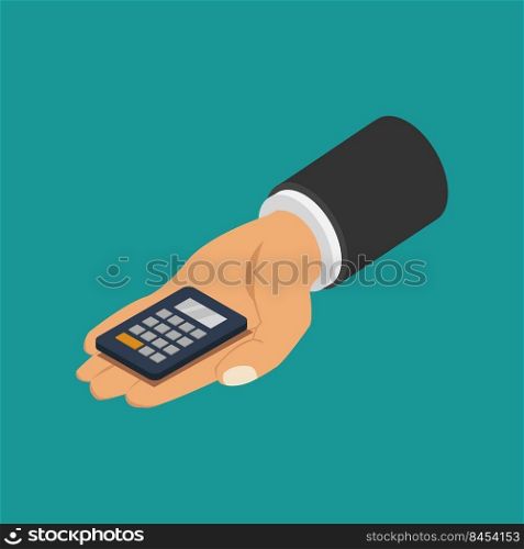 Calculator in isometric hand