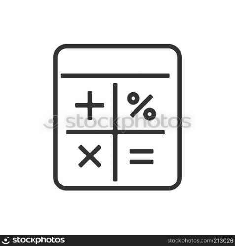 Calculator line icon on a white background. Vector illustration