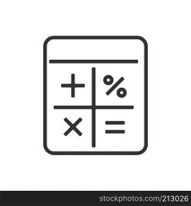 Calculator line icon on a white background. Vector illustration