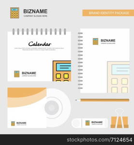Calculator Logo, Calendar Template, CD Cover, Diary and USB Brand Stationary Package Design Vector Template