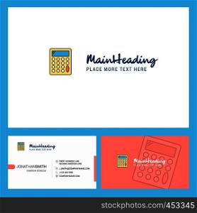 Calculator Logo design with Tagline & Front and Back Busienss Card Template. Vector Creative Design