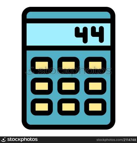 Calculator machine icon. Outline calculator machine vector icon color flat isolated. Calculator machine icon color outline vector