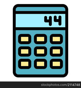 Calculator machine icon. Outline calculator machine vector icon color flat isolated. Calculator machine icon color outline vector