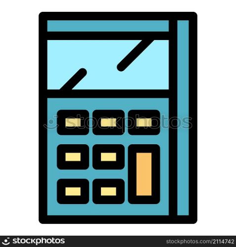 Calculator math device icon. Outline calculator math device vector icon color flat isolated. Calculator math device icon color outline vector