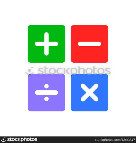 Calculator symbols in red, green, blue and violet colors. Vector EPS 10 ...