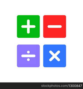 Calculator symbols in red, green, blue and violet colors. Vector EPS 10