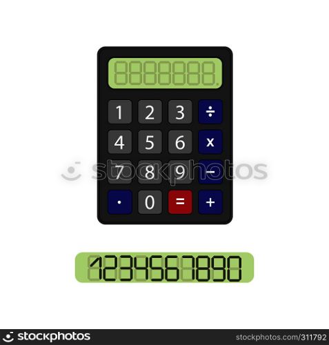 Calculator with a clean scoreboard and a set of numbers to fill, flat design