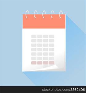 Calendad Icon Isolated on White Design. Long Shadow.. Calendad Icon