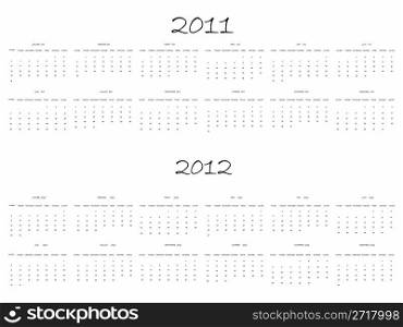 calendar 2011 and 2012 against white background, abstract vector art illustration