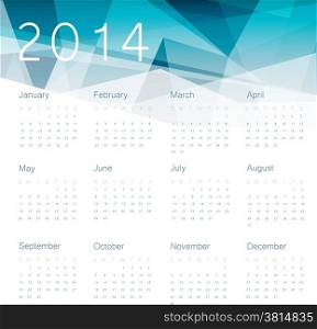 Calendar 2014. Vector.