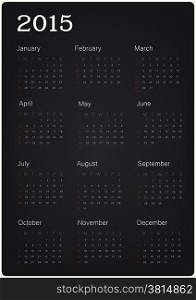 Calendar 2015 on black texture, vector