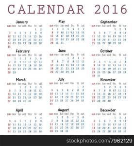 Calendar 2016 happy new year vector illustration
