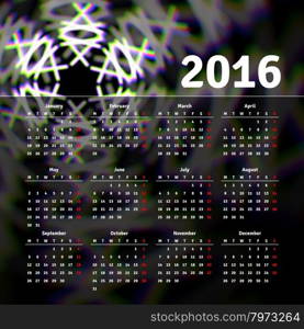 Calendar 2016 template design with header picture