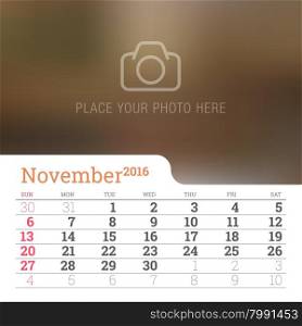 Calendar 2016 Vector Design Template.