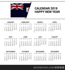 Calendar 2019 Anguilla Flag background. English language