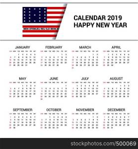 Calendar 2019 Bikini Atoll Flag background. English language