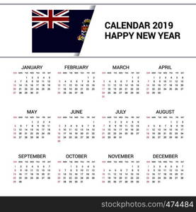 Calendar 2019 Cayman Islands Flag background. English language