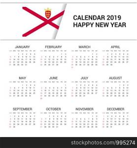 Calendar 2019 Jersey Flag background. English language
