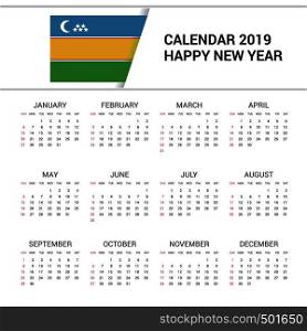 Calendar 2019 Karakalpakstan Flag background. English language