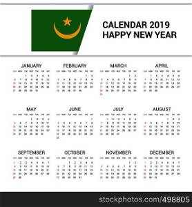 Calendar 2019 Mauritania Flag background. English language