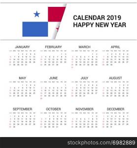Calendar 2019 Panama Flag background. English language