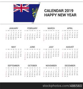 Calendar 2019 Pitcairn Islnand Flag background. English language