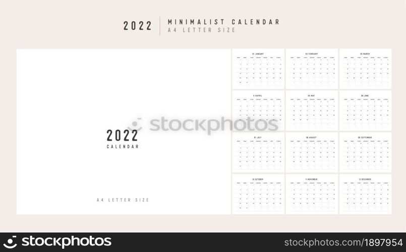 Calendar 2022 Trendy Minimalist Style. Set of 12 pages desk calendar. 2022 minimal calendar planner design for printing template. vector illustration.jpg